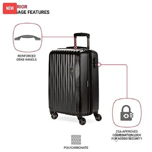Expandable Hardside Carry-On Luggage with Spinner Wheels & USB Port